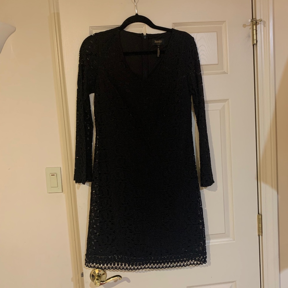 Laundry by Shelli Segal Black Lace Lined Dress sz 6